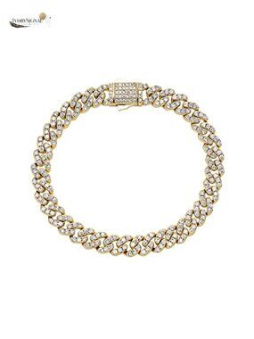 14K Gold Plated Cuban Link Anklet for Women Iced Out Cubic Zirconia Chunky